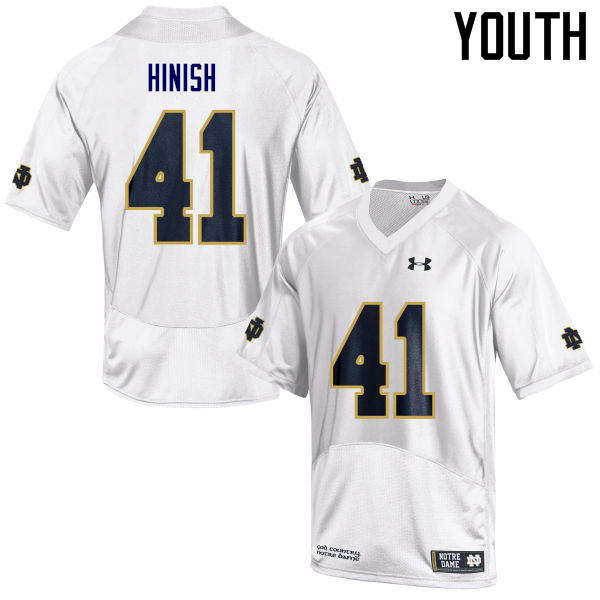 Youth #41 Kurt Hinish Notre Dame Fighting Irish College Football Jerseys Sale-White - Click Image to Close